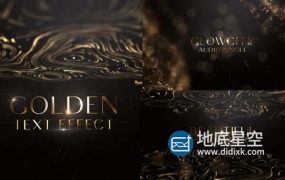 AE模板-抽象高端奢华的黑金色粒子流体背景文字题标动画