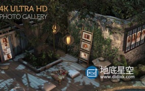 AE模板-午后黄昏时分家庭墙壁中式风格夜间花园展示温馨家庭相册个人写真 Photo Gallery in a Garden at Night