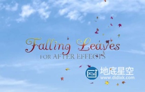 AE模板-逼真的3D叶子风中摇摆落叶旋转漂浮效果秋季主题过渡动画