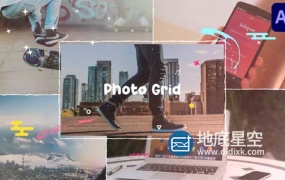 AE模板-卡通图形多彩网格相框照片展示文字片头 Cartoon Photo Grid
