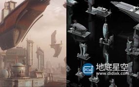 C4D模型-赛博朋克外星球科幻建筑重金属建筑3D模型