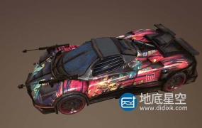 3D模型-帕加尼Zonda非主流涂鸦射击车C4D模型