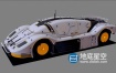 3D模型-抽象科幻概念跑车战车C4D模型