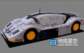 3D模型-抽象科幻概念跑车战车C4D模型