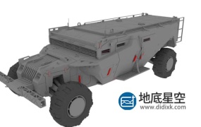 3D模型-轮式黑色武装战车C4D模型