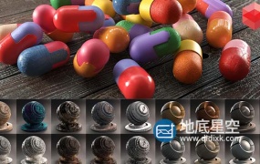 C4D材质预设-500种C4D Redshift渲染器金属石材混凝土塑料木材玻璃液体科技日常材质预设 Redshift Shader Suite V4