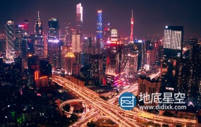 视频素材-航拍广州CBD城市繁华夜景4k素材