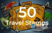 AE模板-50个夏季各地旅行文字标题标签图章地图动画 50 Travel Stamps
