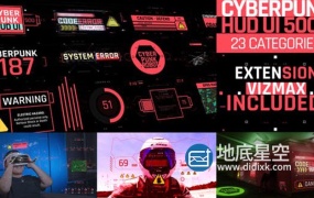AE脚本-500个HUD科技感赛博朋克用户UI界面科幻屏幕元素动画预设 Cyberpunk HUD UI 500+