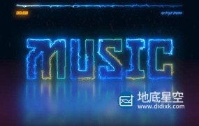 AE模板-能量激光卡点音乐电流文字标题音频可视化霓虹灯动画 Energy Music Visualizer
