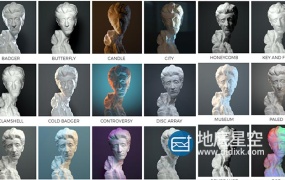 C4D预设-31个C4D阿诺德雕塑产品布光预设 C4D Arnold Lighting Studios