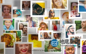 PR模板-多张图片汇聚悬浮LOGO标志片头多照片展示动画 Multi Photo Frames Logo Opener