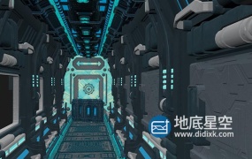 3D模型-太空飞船走廊机甲舱C4D模型 Spaceship Corridor Challenge