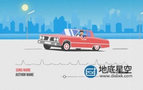 AE模板-二维MG卡通人物汽车音频可视化效果动画 Car Music Visualizer