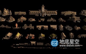 C4D模型-神话宫殿瓦尔哈拉殿堂建筑3D模型合集