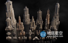3D模型-C4D科幻未来城市建筑模型