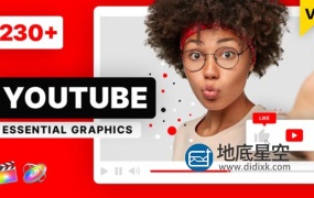 FCPX插件-Youtube网络视频图形包装字幕转场动画 Motion 模板 Youtube Essential Library
