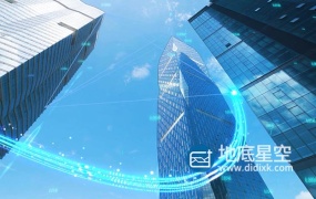 视频素材-特效合成光线粒子划过科技感建筑