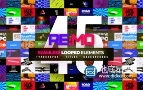 AE模板-45组创意文字标题排版无限循环背景动画 REMO – Looped Elements