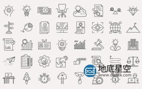 AE模板-30组线条风格企业公司金融营销社交媒体图标动画 Business & Startup Line Icons