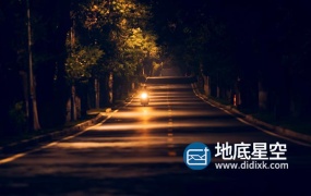 素材资源-实拍夜晚路灯下寂静马路上车辆行驶