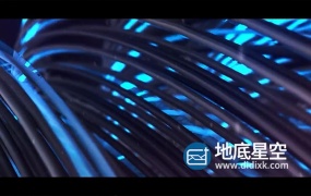 AE模板-大量黑色蓝色科幻感色三维光纤标志logo展示动画