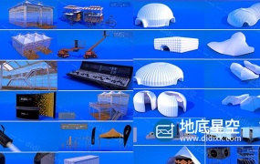 C4D预设-45个户外展览会展模型预设