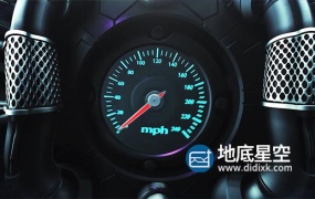 AE模板-震撼跑车汽车速度表盘指针转动翻转后揭示出logo标志动画