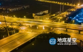 视频素材-4k城市立交桥高架桥道路夜景环绕车流延时视频