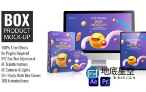 AE模板+PR预设-三维产品广告包装盒子设计展示动画 Box Product Mock-up