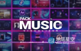 AE模板-16组现代时尚音乐波形音频频谱可视化节奏感动画 Music Visualizer Pack V2
