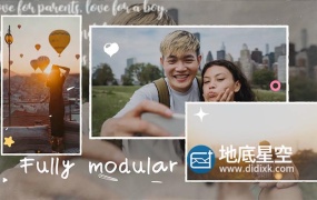 FCPX模板-唯美漏光可爱卡通回忆照片相册幻灯片视频片头 Happy Moments Slideshow