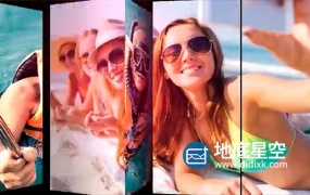 AE模板-创意立方块翻转挤压图片动态相册排版宣传展示动画
