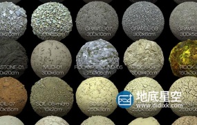 贴图素材-27个高精度石头地面土壤岩石贴图模型合集