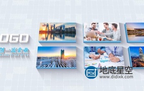 AE模板-大气简洁大气的科技感三维照片墙公司企业宣传动画