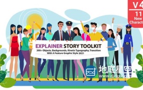 AE模板-二维卡通人物医生护士女孩母亲修理工警察飞行员厨师商人圣诞老人等角色场景讲述介绍场景MG动画工具包