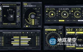 AE模板-100个广播信息图标数字科技感HUD元素UI科幻用户界面图形元素包