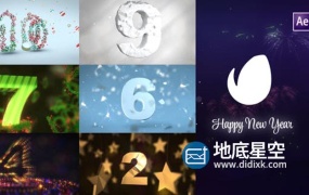 AE模板-新年圣诞节粒子创意图形10秒数字倒计时片头动画