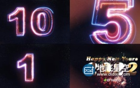 AE模板-10秒圣诞节2022年新年春节倒计时新年快乐开场片头