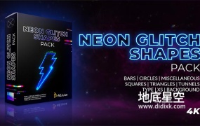 视频素材-72组4K霓虹发光赛博朋克图形故障闪烁循环动画