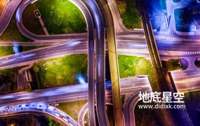 视频素材-实拍夜间立交桥车流行驶视频动画