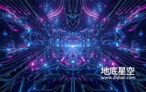 视频素材-穿越霓虹灯网络隧道VJ舞台背景动画