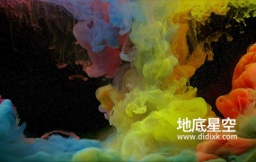 视频素材-8K彩色油漆墨水倾泻在水里慢动作