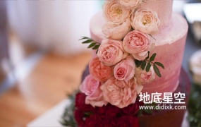 视频素材-婚宴上的婚礼蛋糕特写