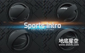 FCPX模板-棒球网球橄榄球游戏手柄黑色logo标志展示片头 Motion模板