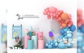 C4D模型-潮流音乐活动背景