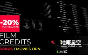 AE模板-电影开场片头片尾结束文字标题滚动字幕效果 Film Credits And Movies Opener