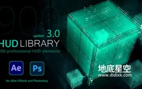 AE脚本-900个科技感线条HUD全息科幻屏幕边框UI界面元素动画预设包