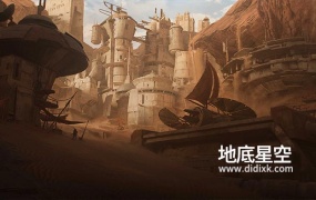 3D模型-未来银河系基地科幻破旧哨兵站基地堡垒建筑
