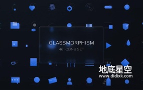 PR模板预设-46个玻璃质感的透明图标动画